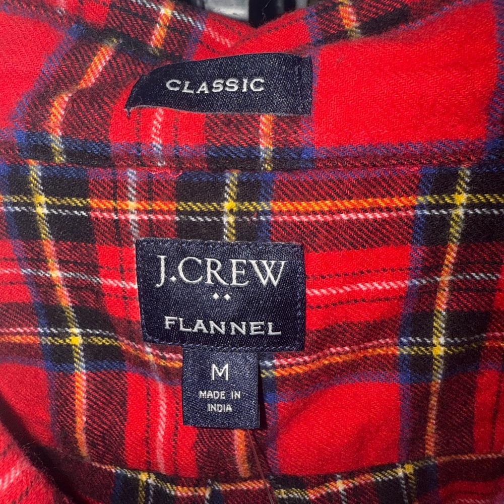 J. Crew Red Plaid Flannel Shirt - Picture 3 of 4